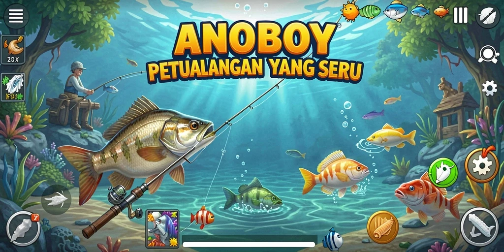 Tampilan gameplay ANOBOY yang memukau dalam pengalaman memancing.