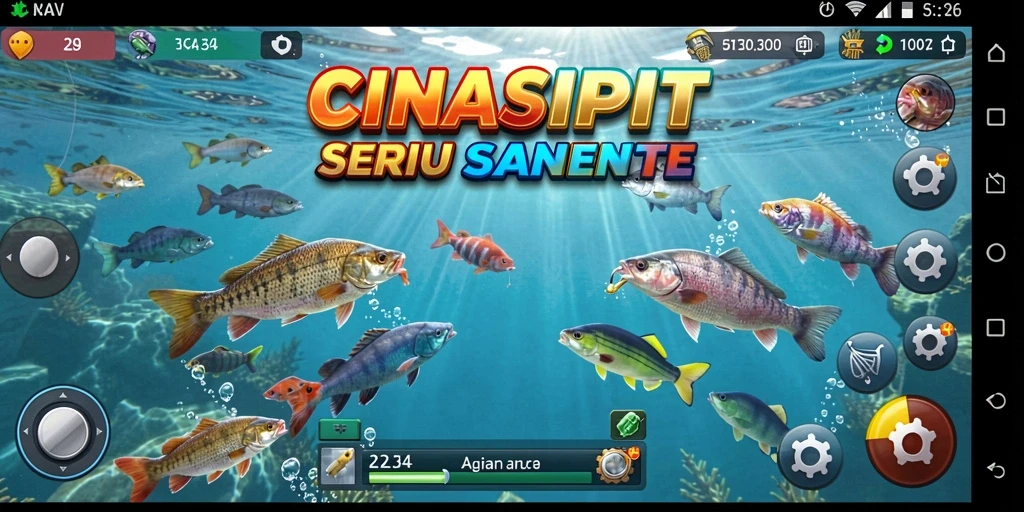 Tampilan gameplay CINASIPIT yang menarik saat menangkap ikan.