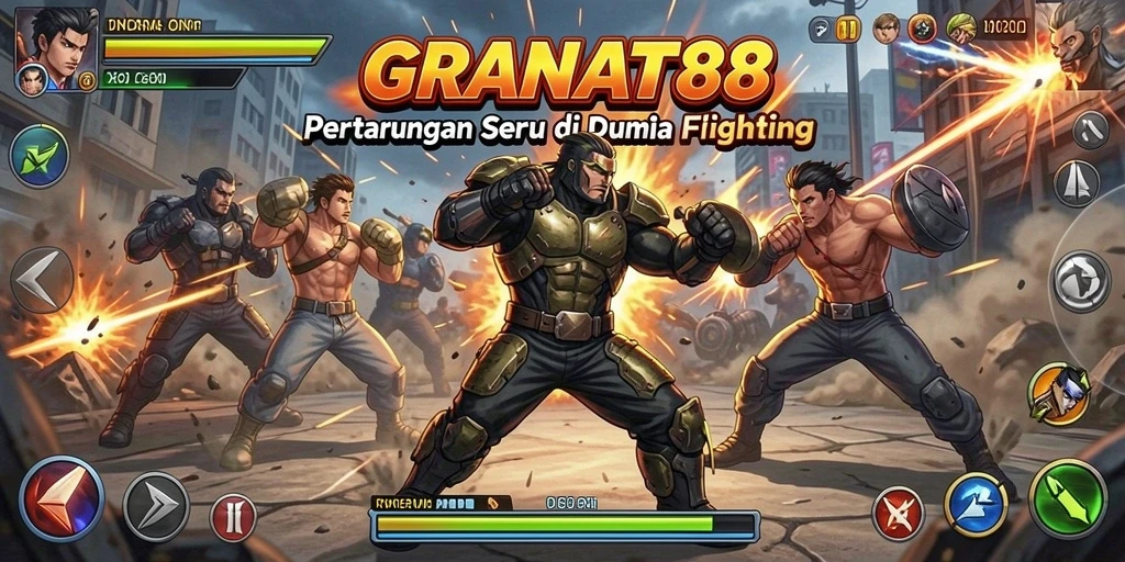 Tampilan layar pertarungan epik dalam GRANAT88 dengan efek visual yang memukau.