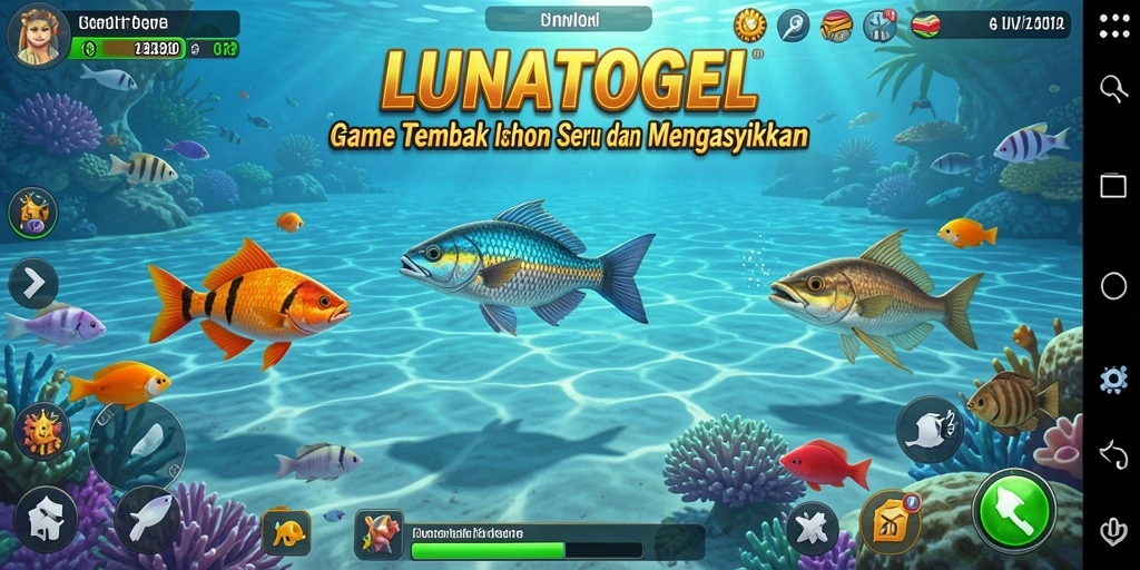 Gameplay seru LUNATOGEL saat menangkap ikan di lautan.