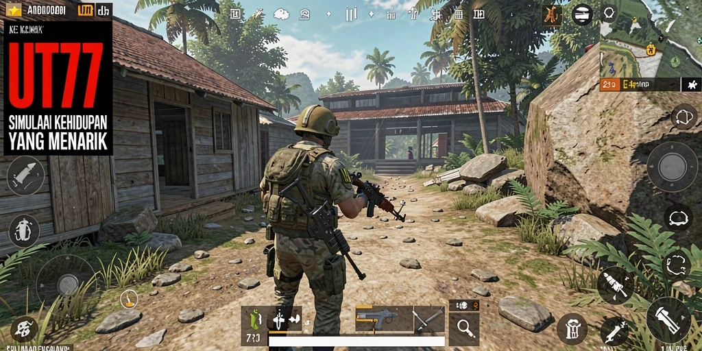 Screenshot gameplay UT77 yang menunjukkan interaksi karakter dalam simulasi.