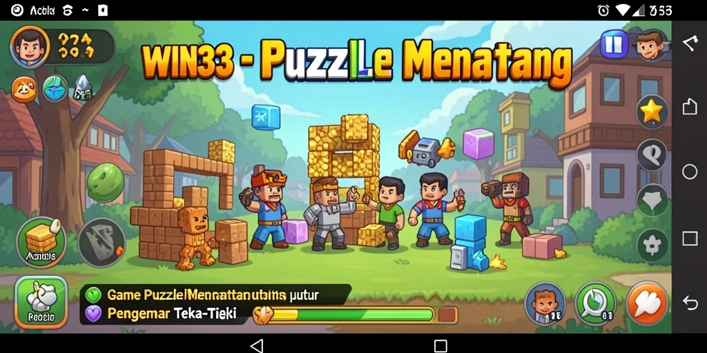 Screenshot gameplay WIN33 menampilkan tantangan Puzzle dengan desain menarik.